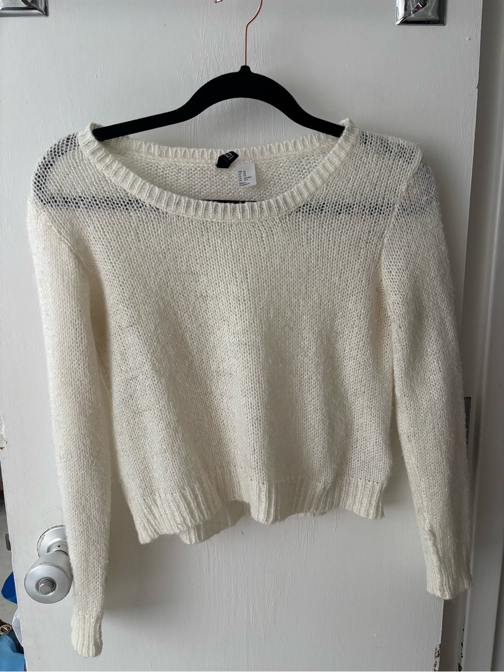 H&M Cream Open Knit Crewneck Sweater